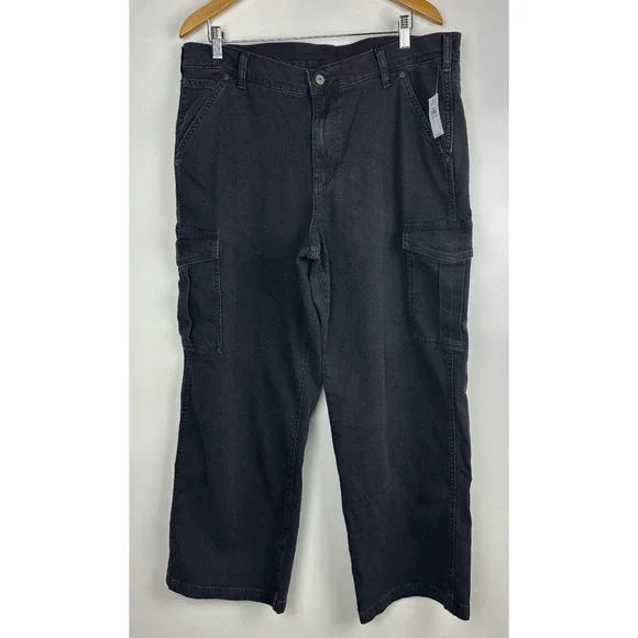 NWT Gap Mid Rise '90s Loose Cargo Jeans Washed Blk Grunge Baggy Skater Sz 33 16 - Picture 16 of 16